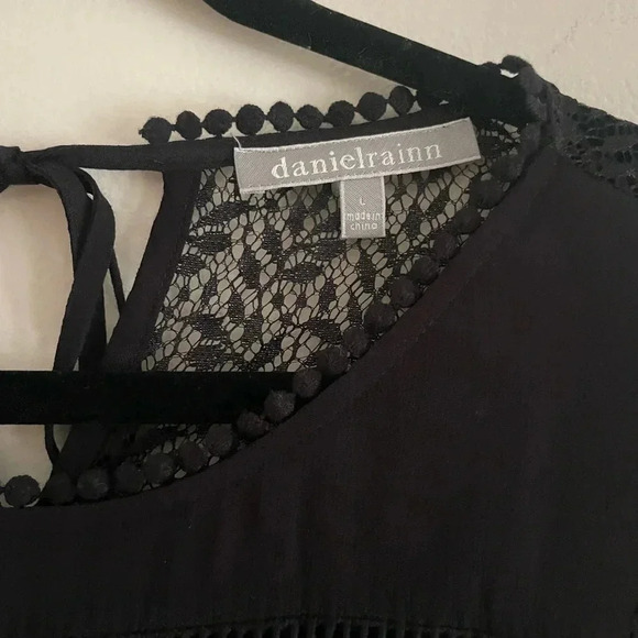 Daniel Rainn Black Lace Contemporary Modern Boho Work Going Out Blouse Womens Lg - Picture 5 of 6